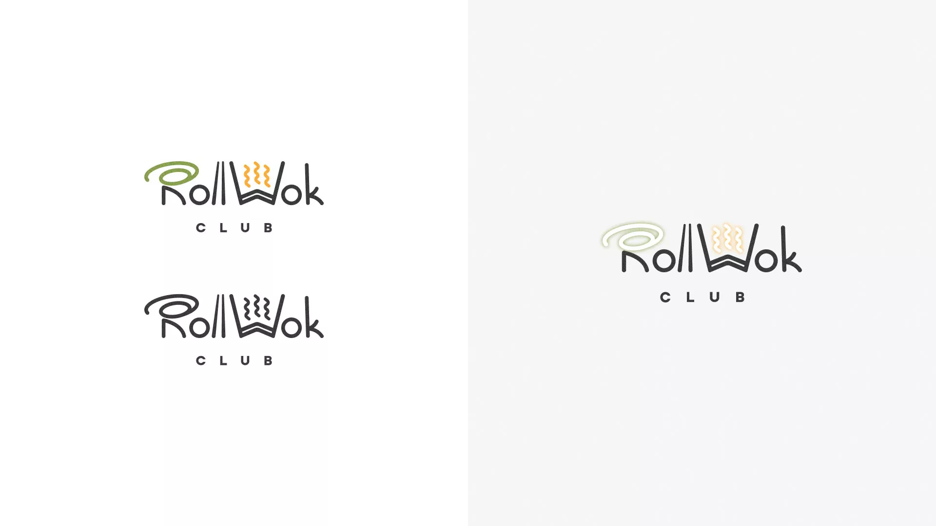 Разработка логотипа и фирменного стиля суши-бара «Roll Wok Club» в Игарке